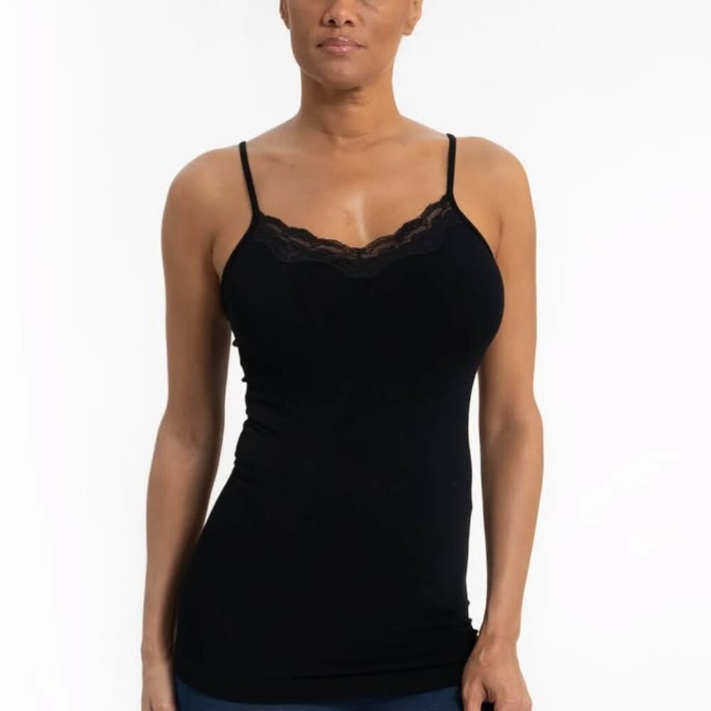 ELETIAN Spaghetti Strap Tank with Lace ET1401BLK